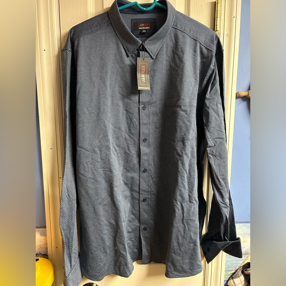 MENS JOHNSTON & MURPHY FLEX LONG SLEEVE BUTTON DOWN DRESS SHIRT NEW WITH TAGS